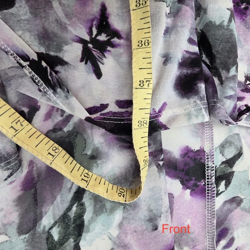 Simply Vera Vera Wang Purple Watercolor Floral High-Low V-Neck Dress Womens M - Picture 7 of 8